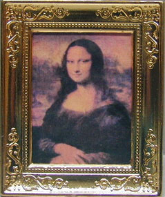 Dollhouse Miniature Mona Lisa Metal Frame 2 X 2 3/4